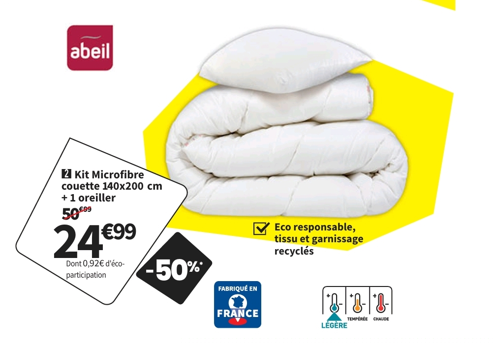 Kit Microfibre Recyclée Couette 140   Oreiller