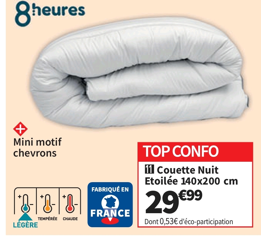 Couette 140×200 Cm Nuit Etoilee 8 Heures. > 26/10