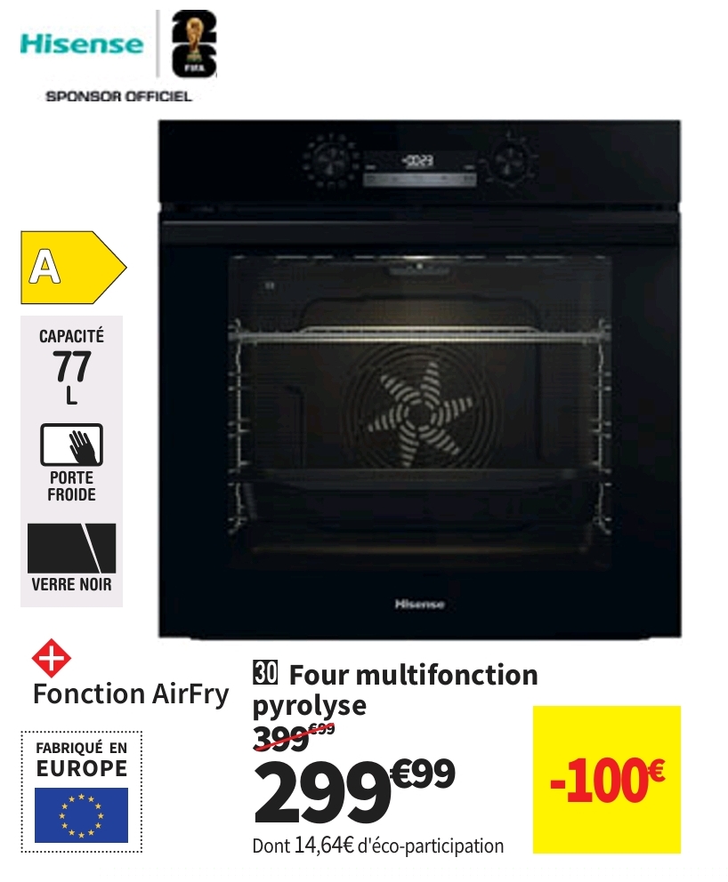 Four Multifonction Pyrolyse Hisense Bi64211sepbg – 77 Litre(s)