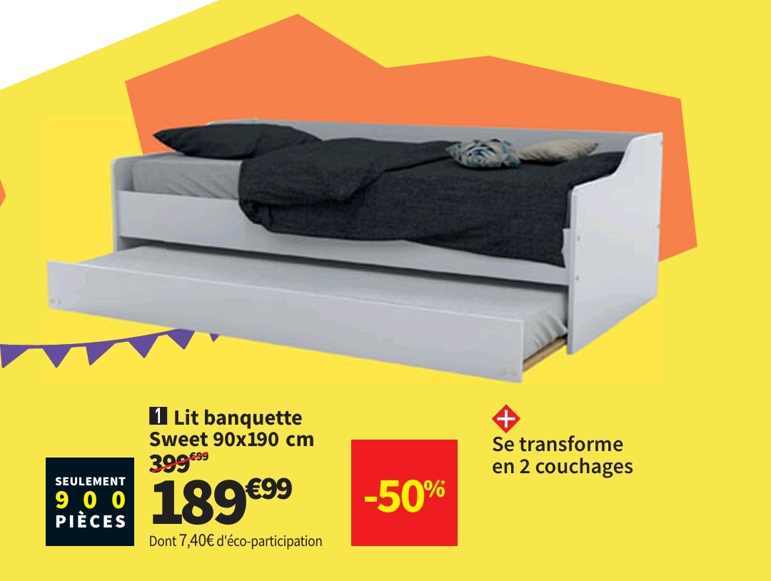 Lit Banquette Sweet 90×190 Cm