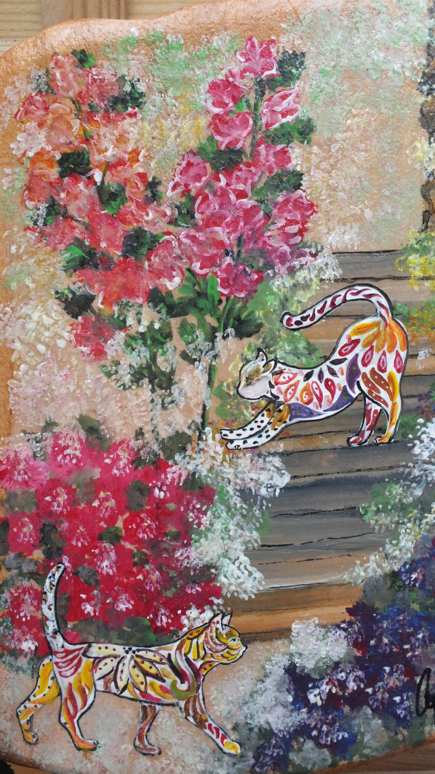 bois-peint-2-jolis-chats-dans-l-escalier-2