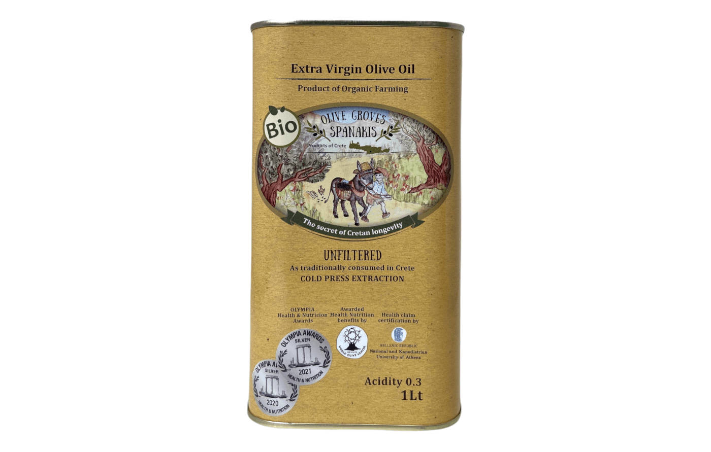 Huile D’olive Extra Vierge Bio Spanakis 1 Litre