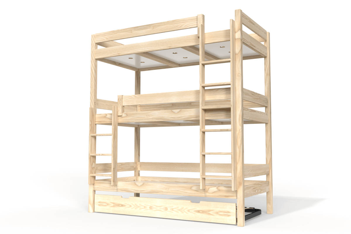 Lit Superposé 4 Places Bois Massif 90×190