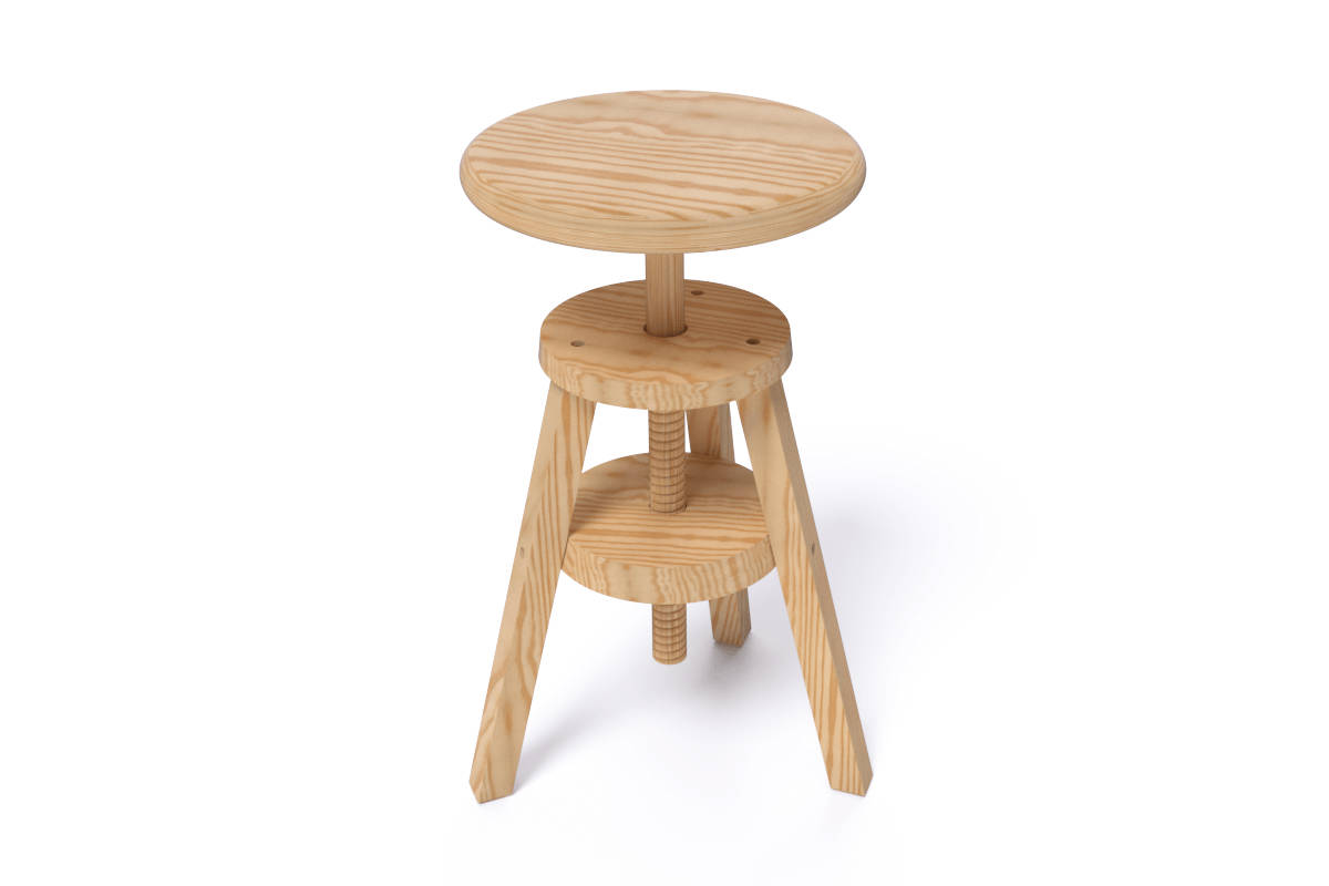 Tabouret à Vis En Bois