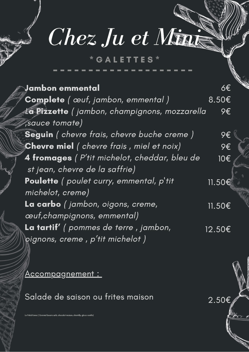 Carte des Galettes Chez Ju et Mini