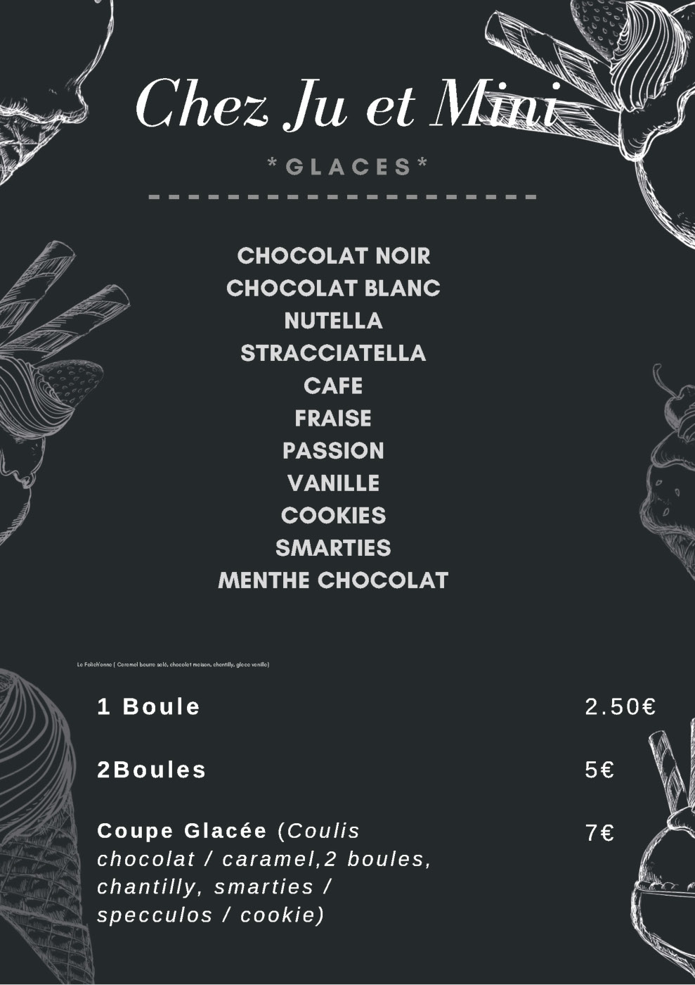 Cartes des Glaces Chez Ju et Mini