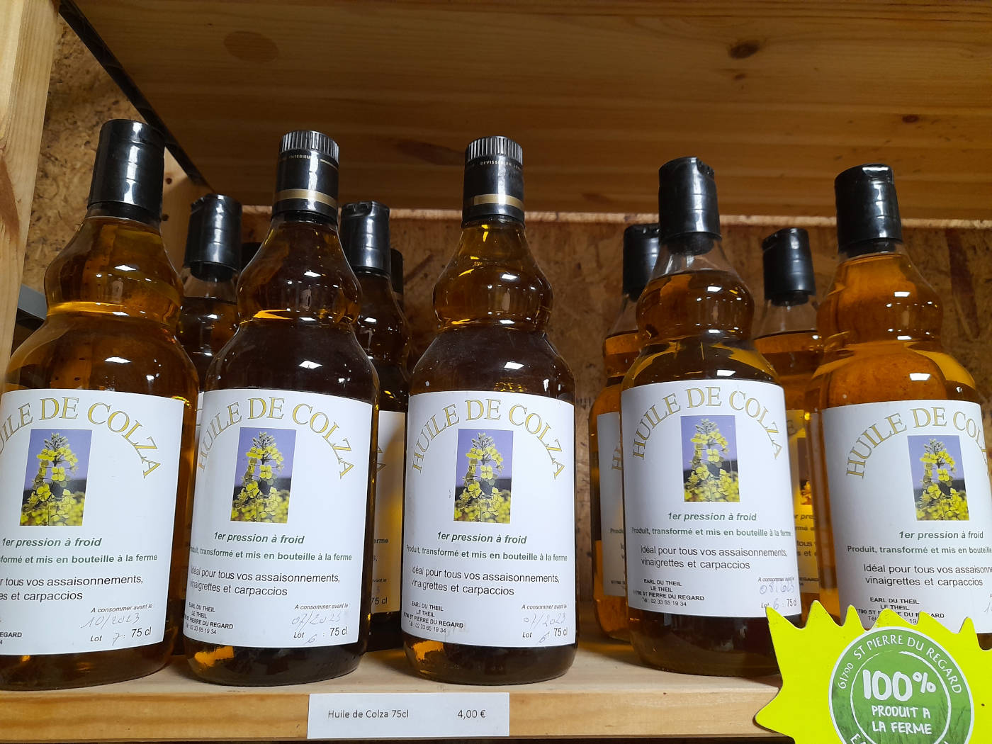 Huile de Colza 100 % produit à la ferme