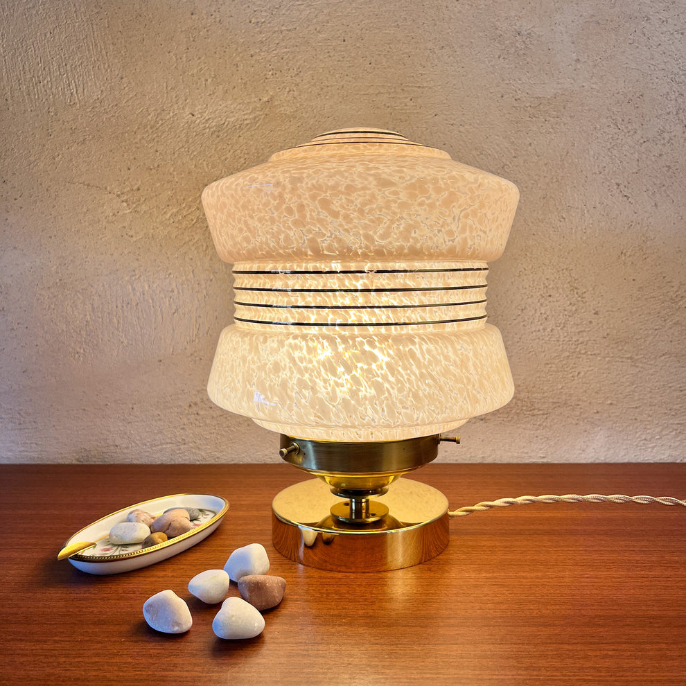 Lampe à Poser Globe Verre De Clichy Rose