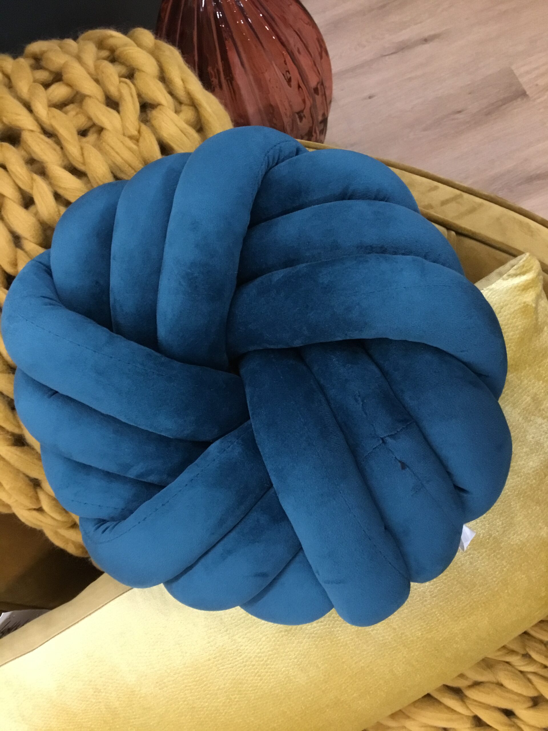 Coussin Knot Velours Pétrole