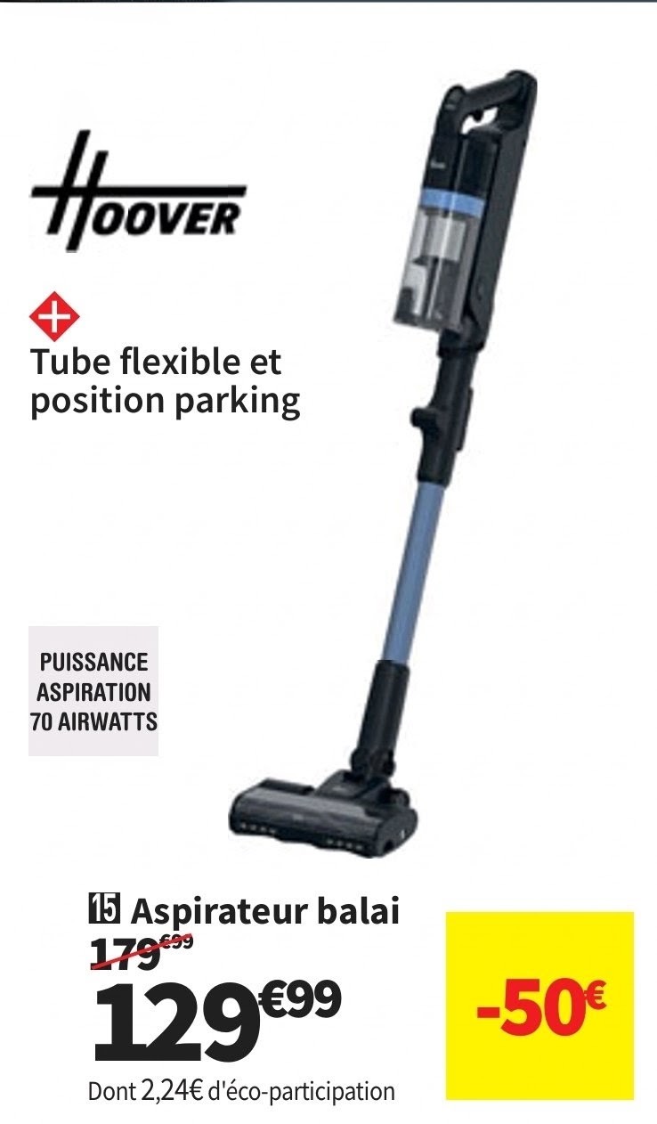 Aspirateur Balai Rechargeable Hoover Hf1mgg1hx – 70 Air Watts > 26/10