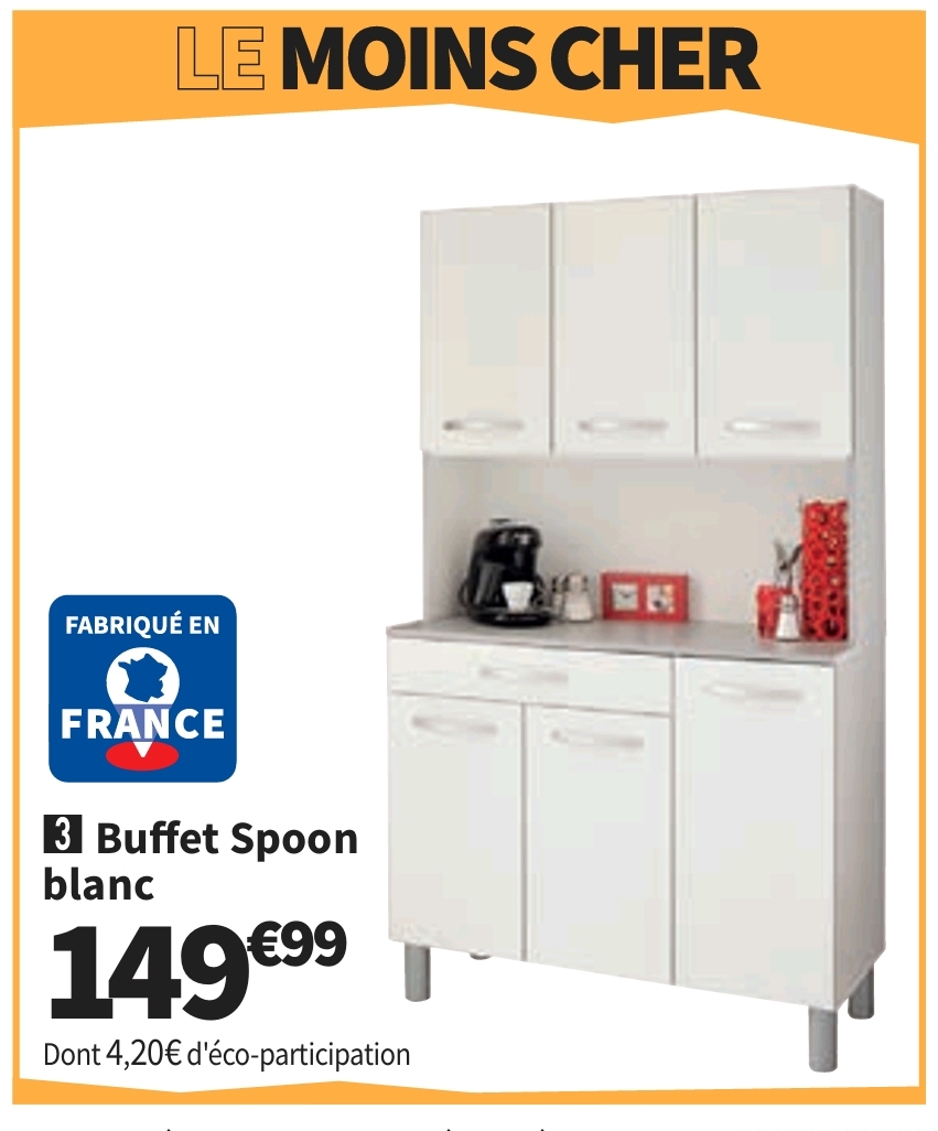 Buffet De Cuisine Spoon Coloris Blanc