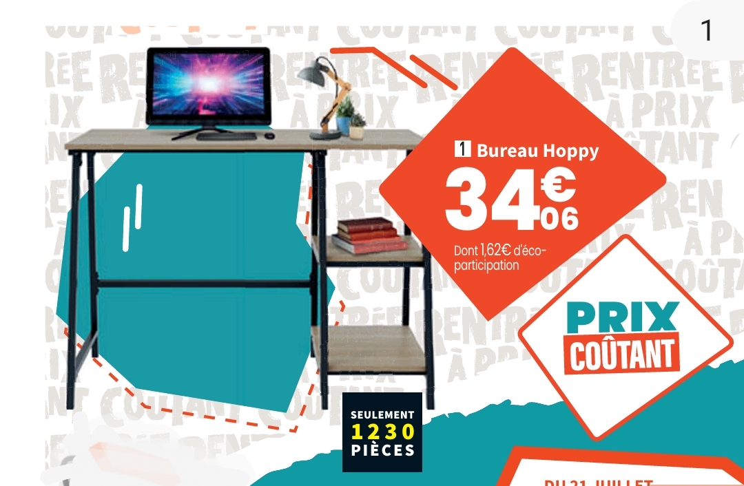 Bureau Hoppy 105 Cm Coloris Chêne Et Bois > 24/08