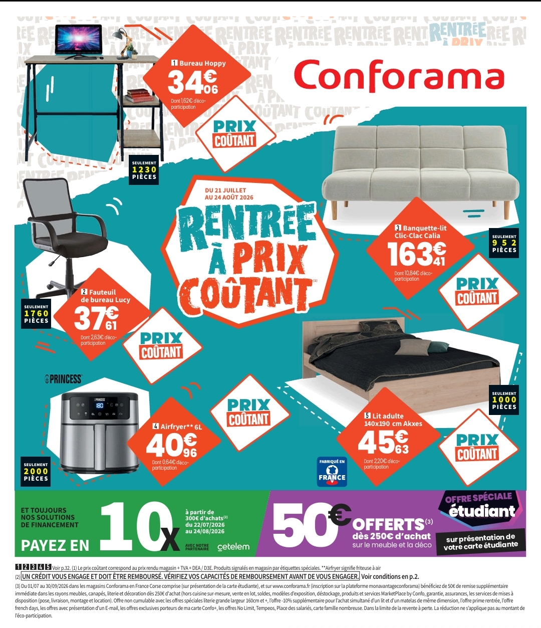 Catalogue Conforama La Rentrée à Prix Coûtant >24/08