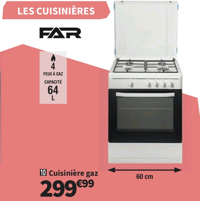 Cuisinière Gaz Far Cg606021w 4 Foyers Convection Naturelle Manuel 60 Cm