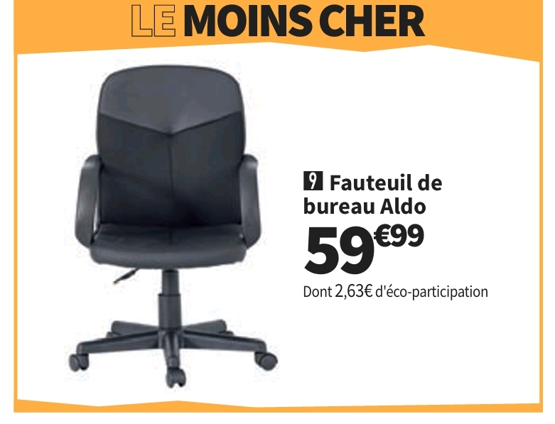 Fauteuil De Bureau Aldo Assise Réglable En Hauteur