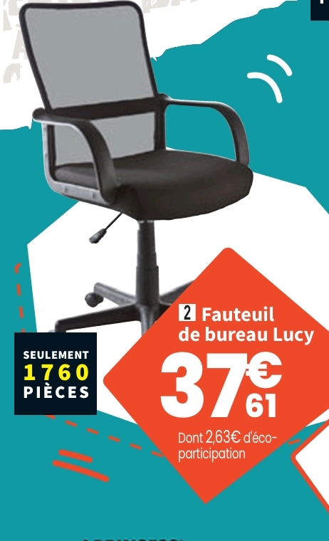 Fauteuil De Bureau Lucy Avec Assise Réglable En Hauteur >24/08