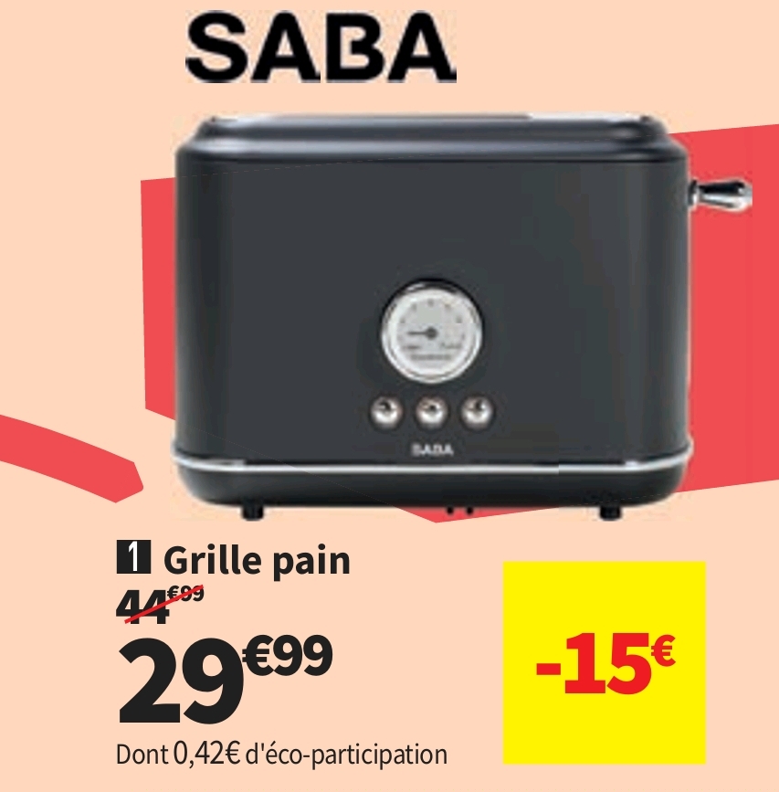 Grille Pain 2 Fente(s) Saba Gp Krol 26 – Noir