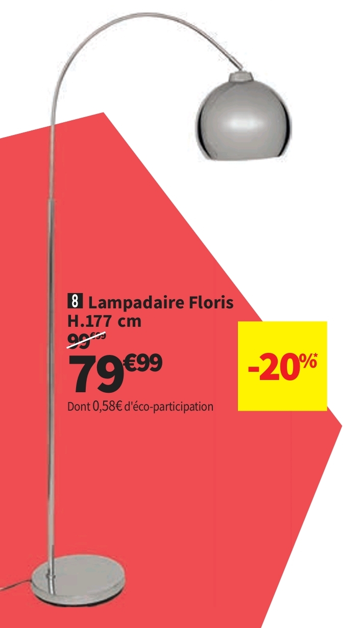 Lampadaire Métal Doré 177 Cm Floris
