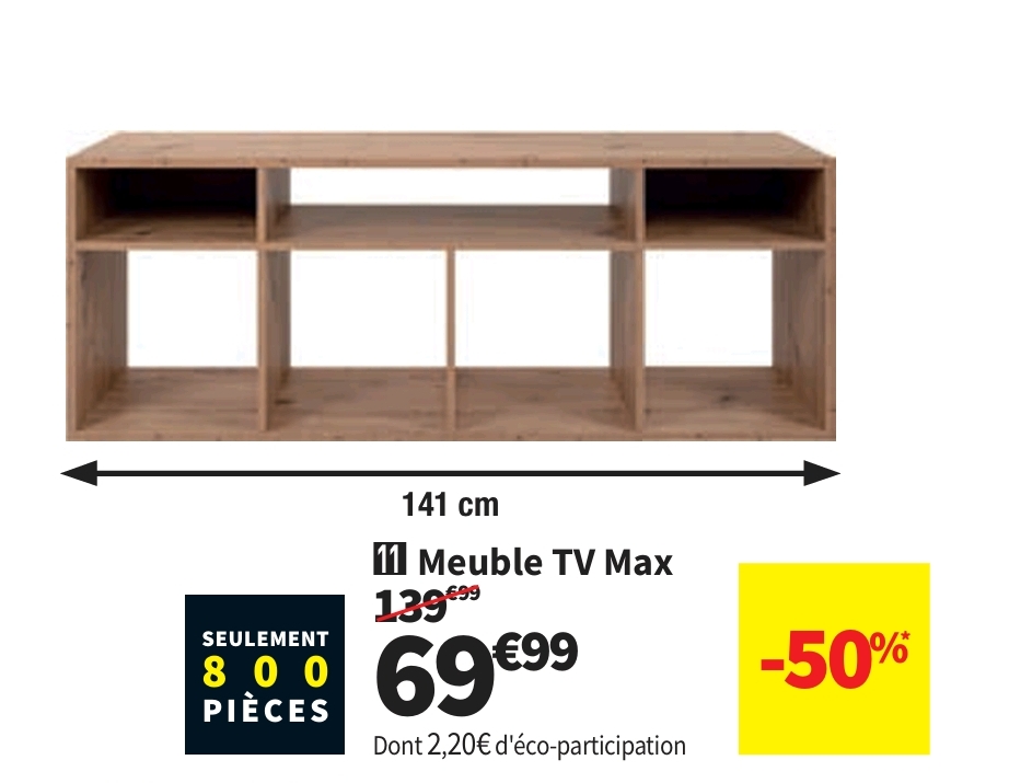 Meuble Tv Coloris Bois Foncé 141 Cm Max