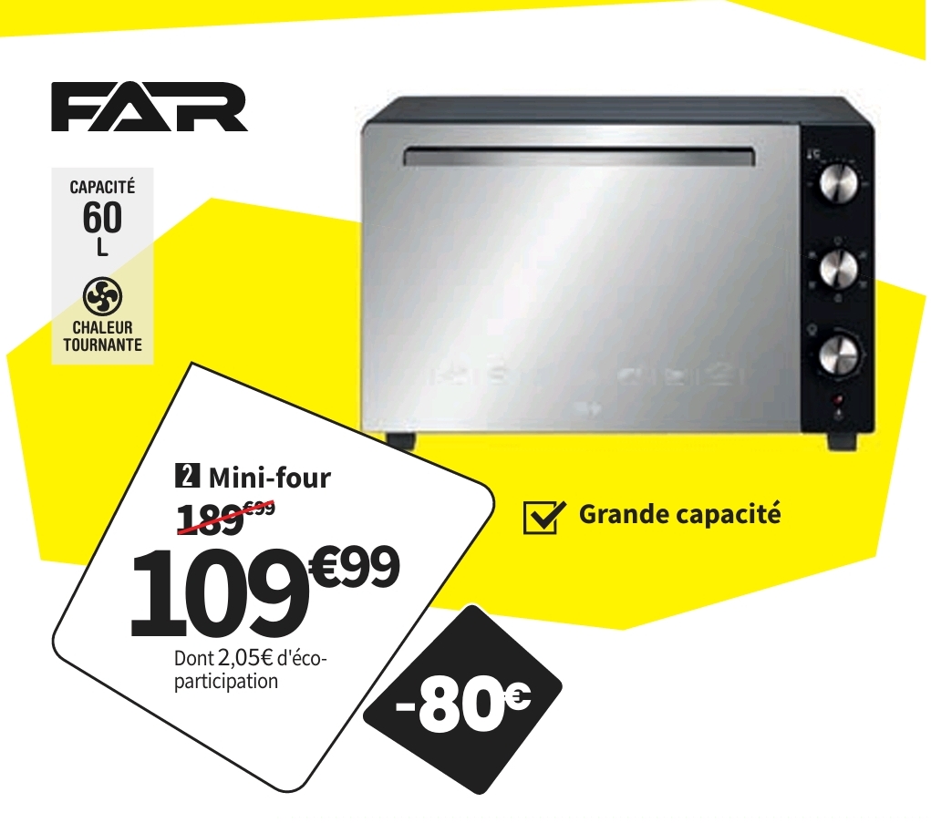 Mini Four Multifonction Far Mf60lbkpm – 60 Litre(s)