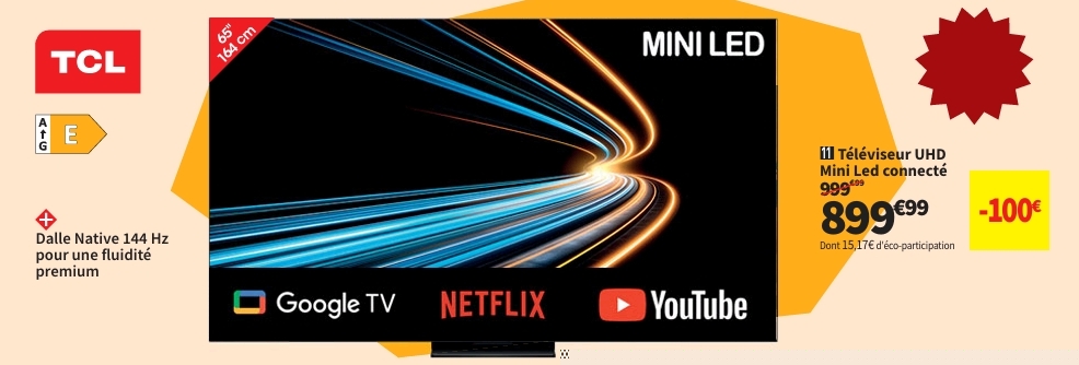 Téléviseur Mini Led Tcl 65c6k Pro – Uhd 4k 65 Pouces 164 Cm. > 26/10