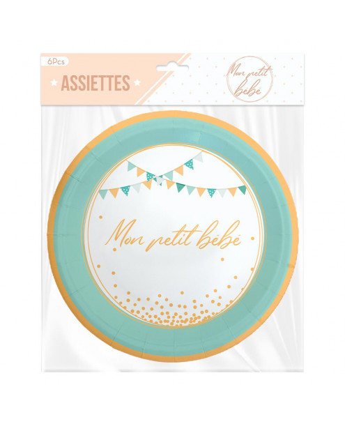 Assiette Baby Shower Bleu