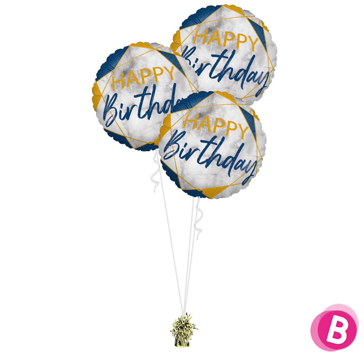 Ballons Anniversaire Trio – Bleu Et Or