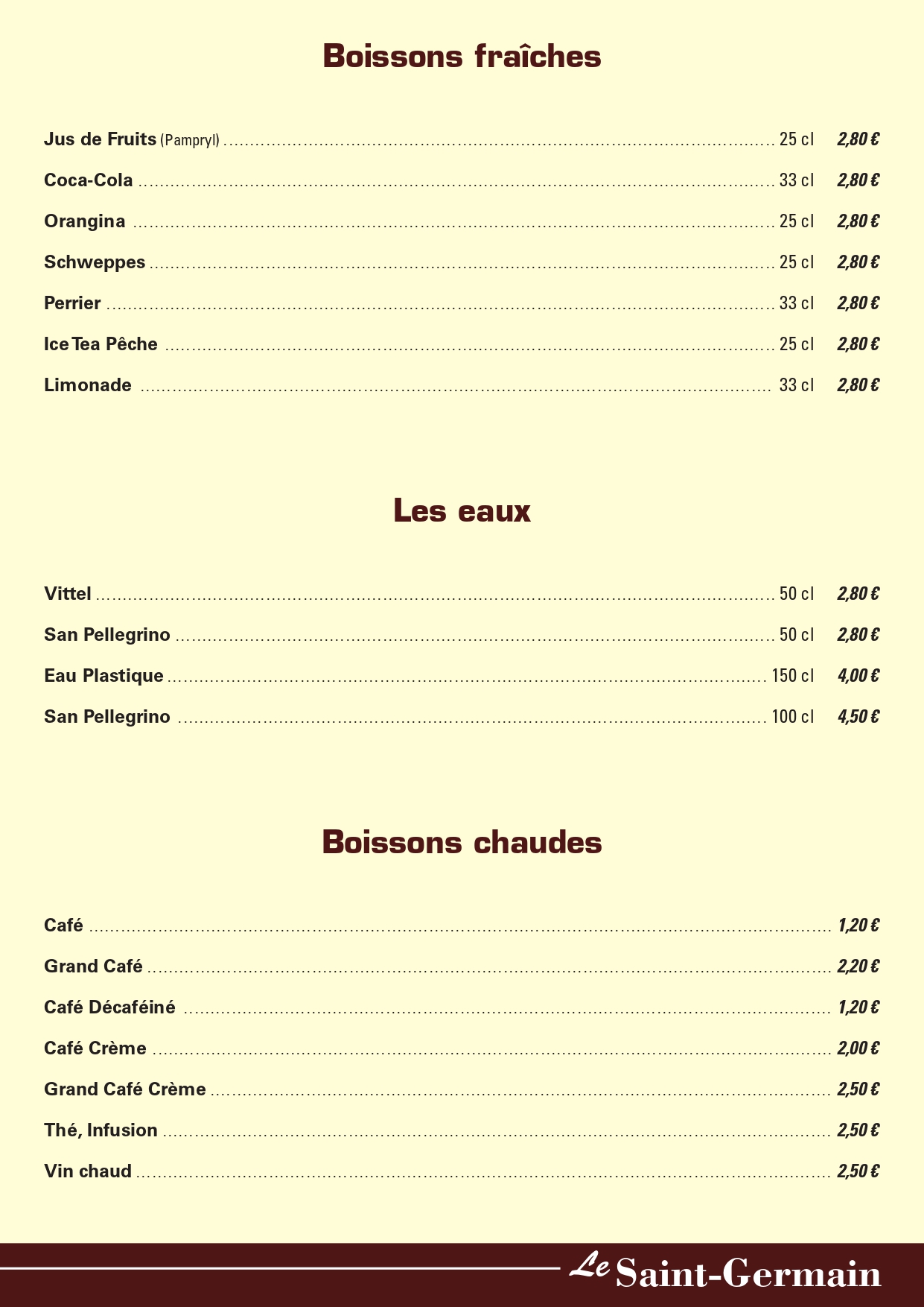 Boissons Fraîches Le Saint Germain