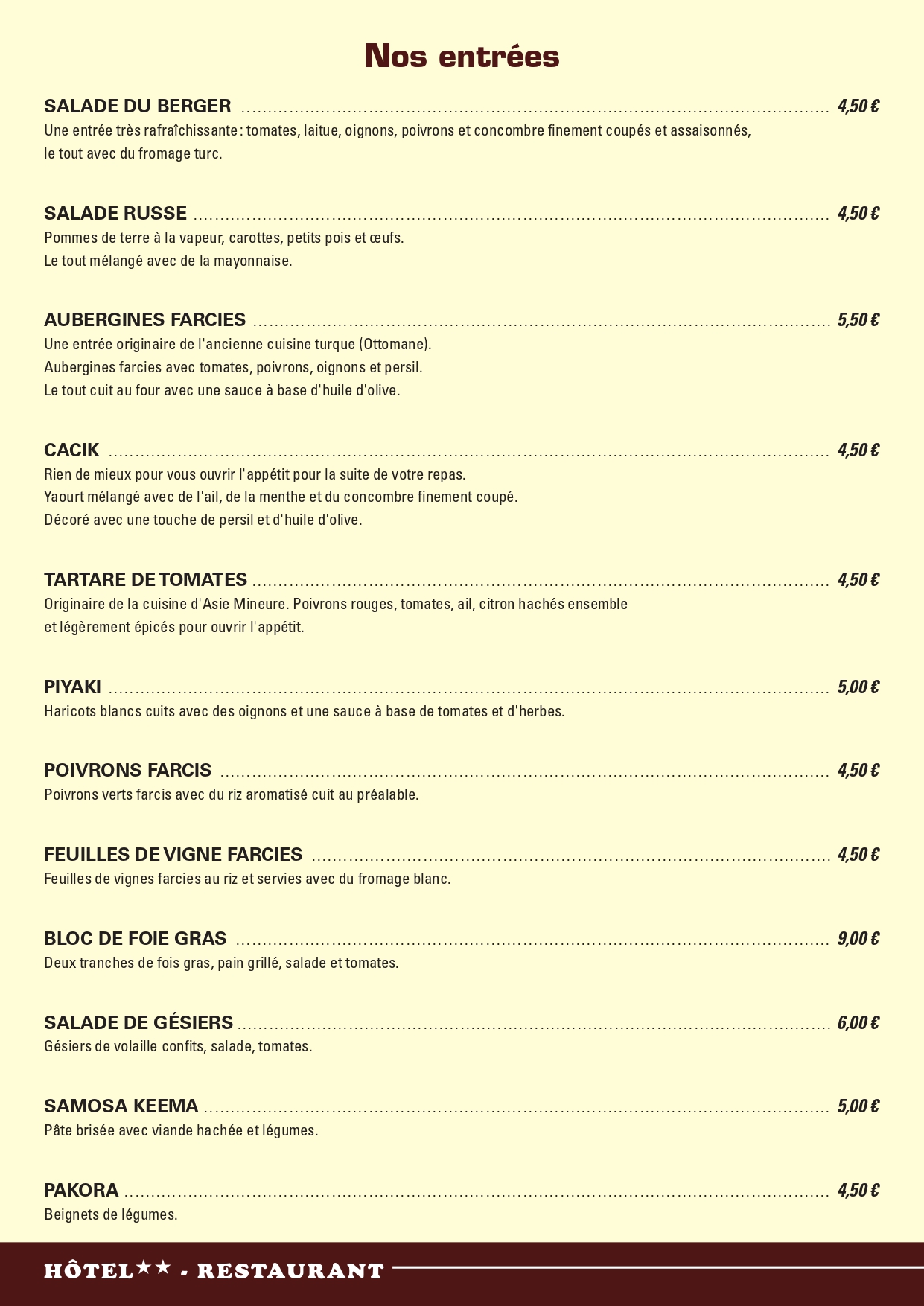 Entrées Le Saint Germain