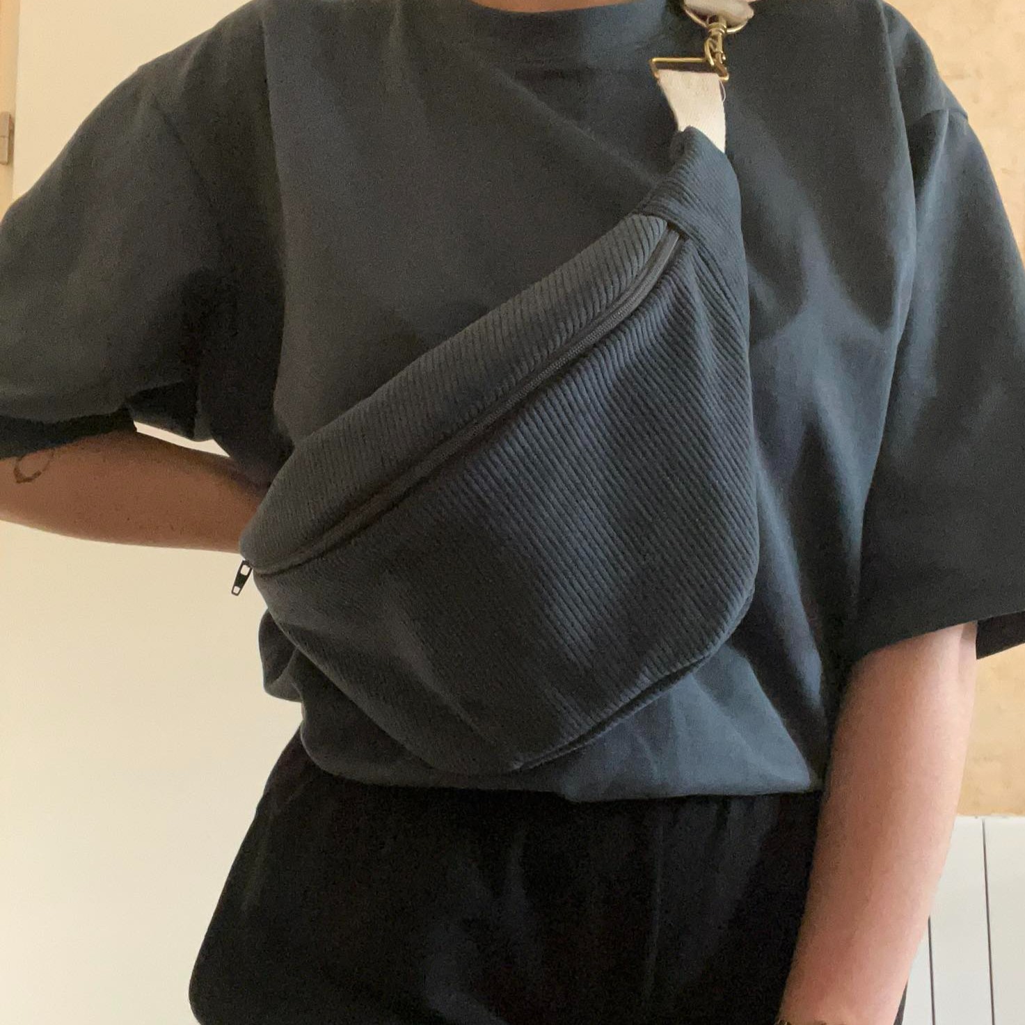 Sac Banane Velours Côtelé – Bleu