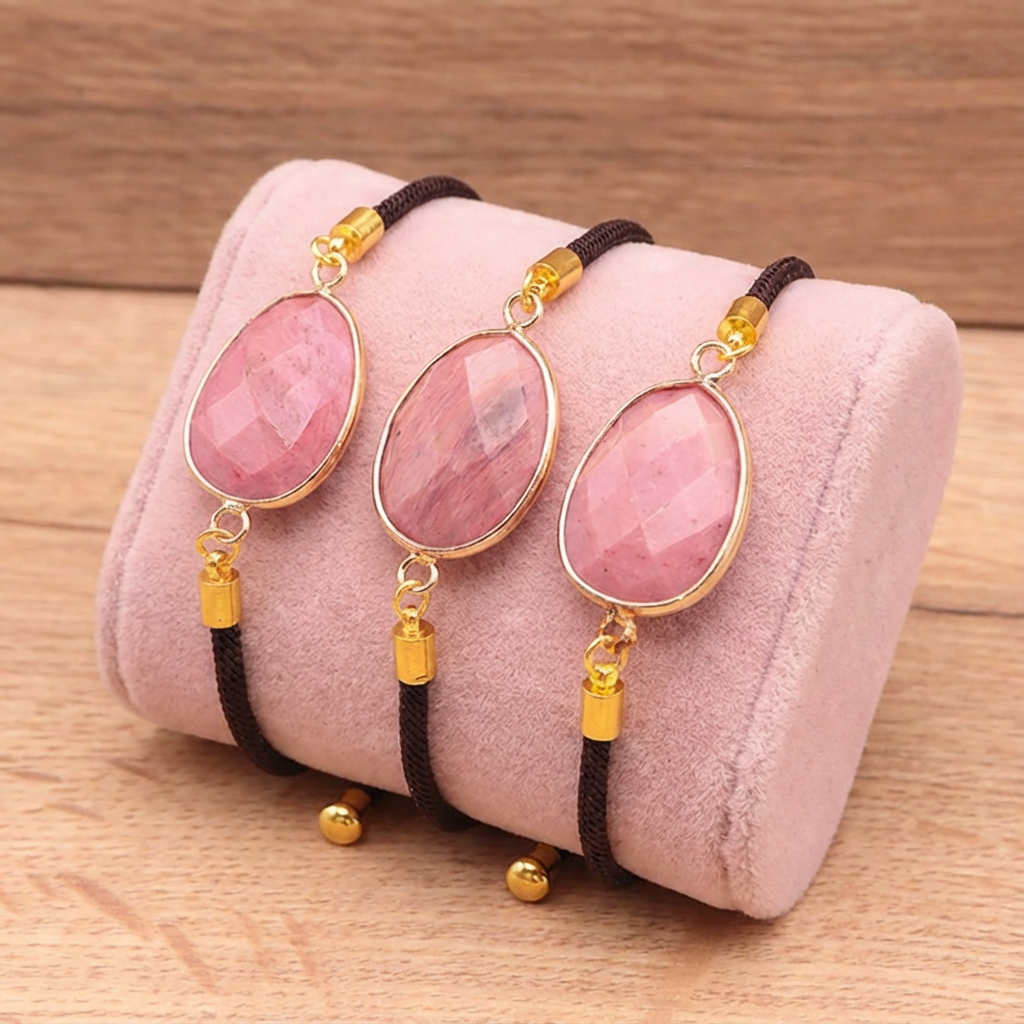 Bracelet Collection Essences Pure​ Cordon Réglable Rhodonite Brésil A