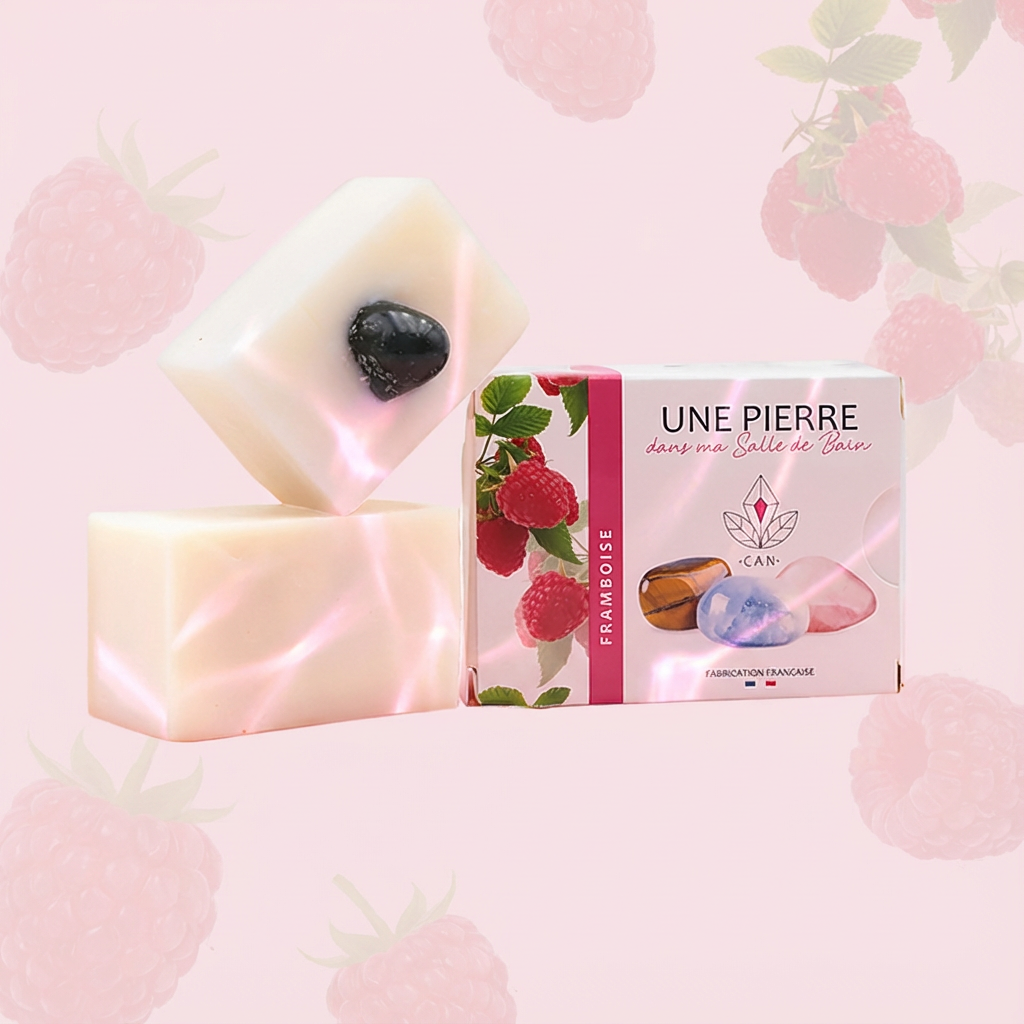 Savon Artisanal Framboise Aux Pierres Minérales Naturelles