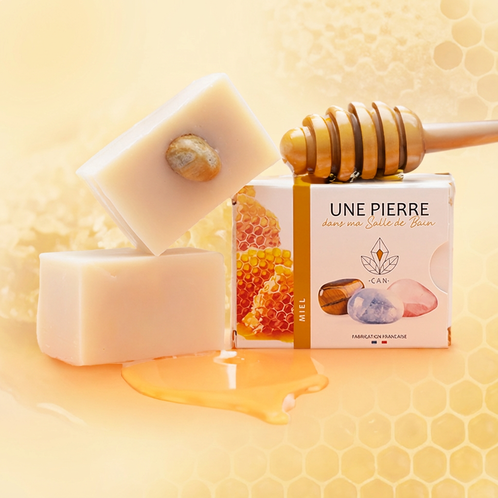 Savon Artisanal Miel Aux Pierres Minérales Naturelles