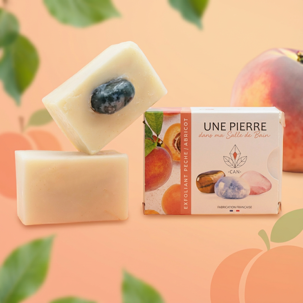 Savon Exfoliant Pêche Abricot Aux Pierres Minérales Naturelles