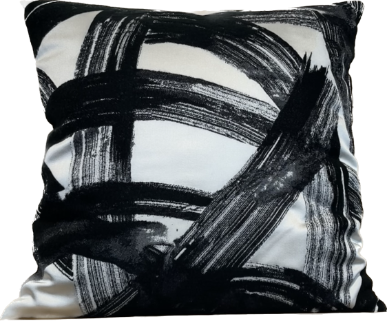 Coussin Carré Noir Et Crème