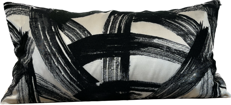 Coussin Long Noir Et Crème