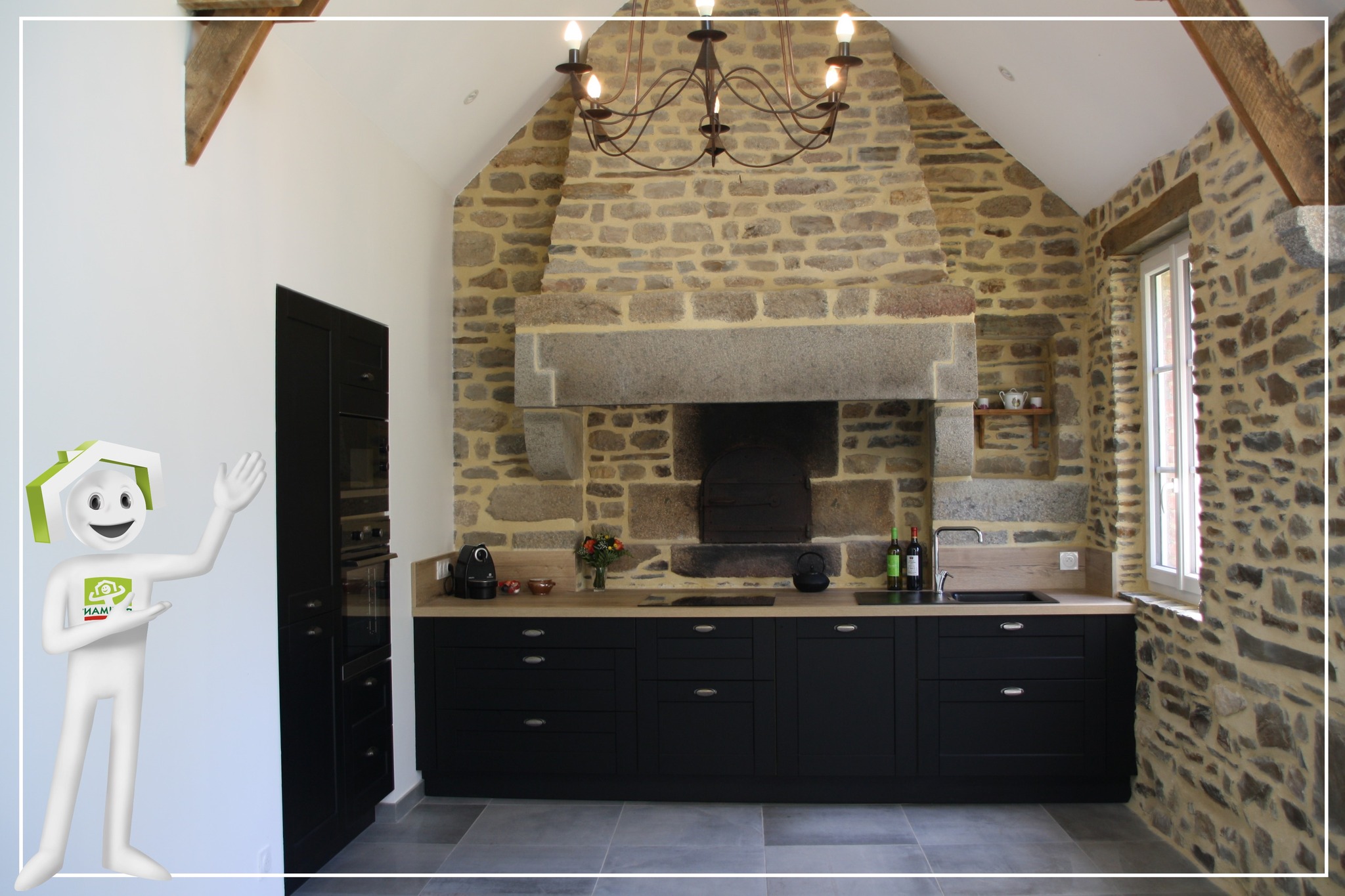 Cuisine Avec Un Mur En Pierre